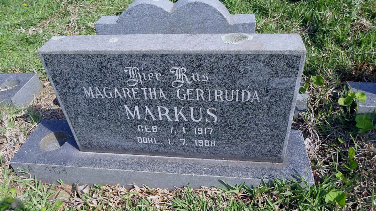 MARKUS Magaretha Gertruida 1917-1988