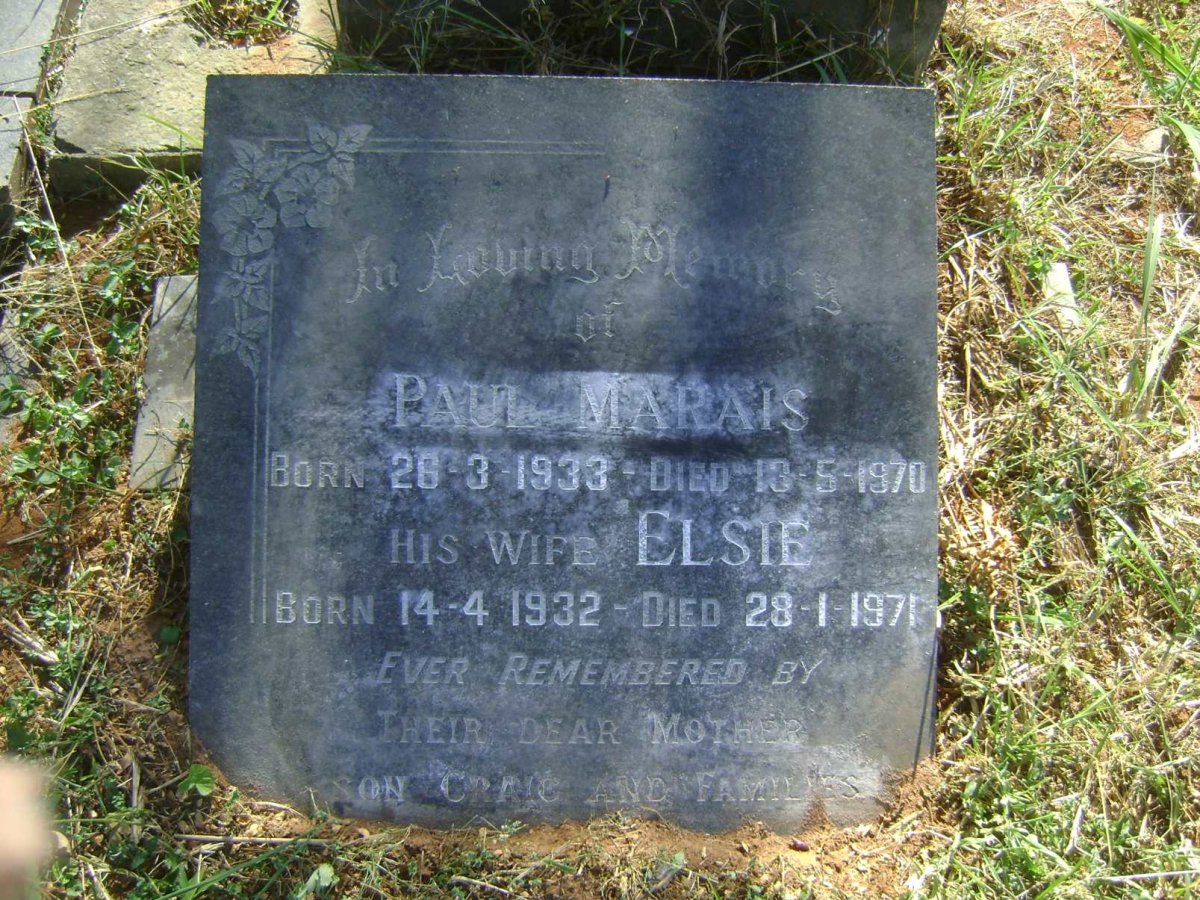 MARAIS Paul 1933-1970 &amp; Elsie 1932-1971
