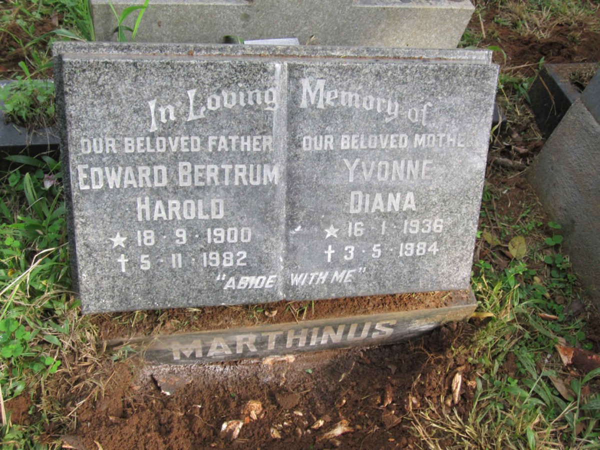 MARTHINUS Edward Bertrum Harold 1900-1982 &amp; Yvonne Diana 1936-1984