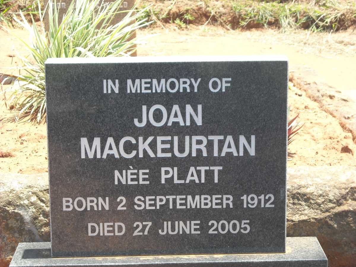 MACKEURTAN Joan nee PLATT 1912-2005
