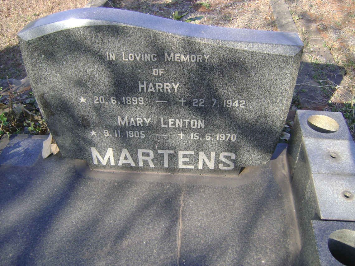 MARTENS Harry 1899-1942 &amp; Mary LENTON 1905-1970