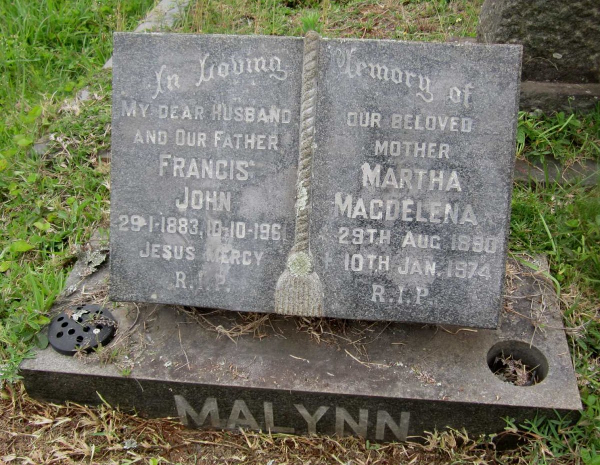 MALYNN Francis John 1883-1961 &amp; Martha Magdelena 1890-1974
