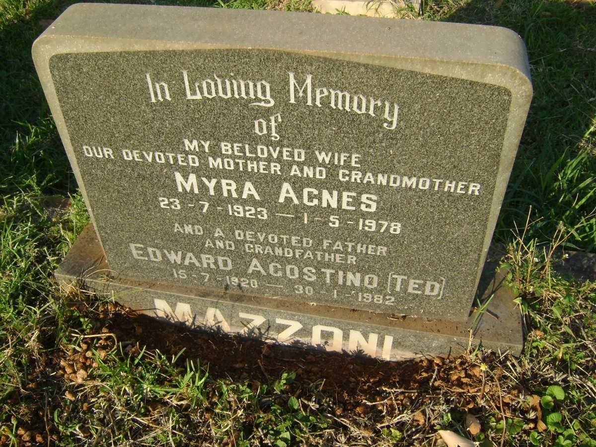 MAZZONI Edward Agostino 1920-1982 &amp; Myra Agnes 1923-1978