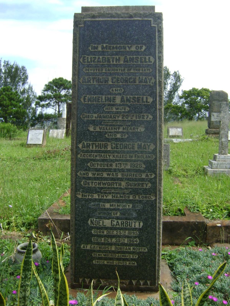 MAY Arthur George -1926 :: MAY Elizabeth Ansell -1927 :: CARBUTT Noel 1895-1964