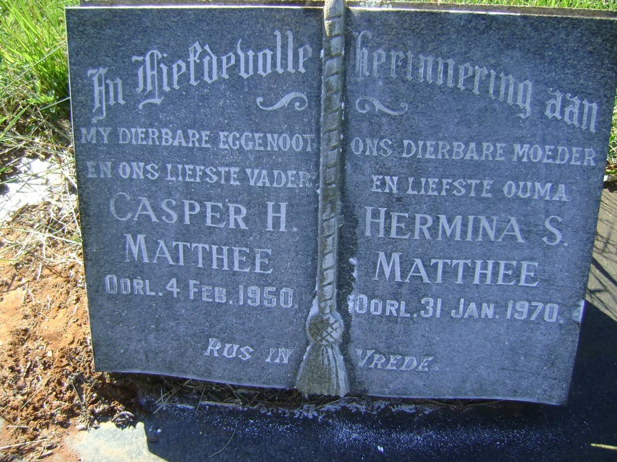 MATTHEE Casper H. -1950 &amp; Hermina S. -1970