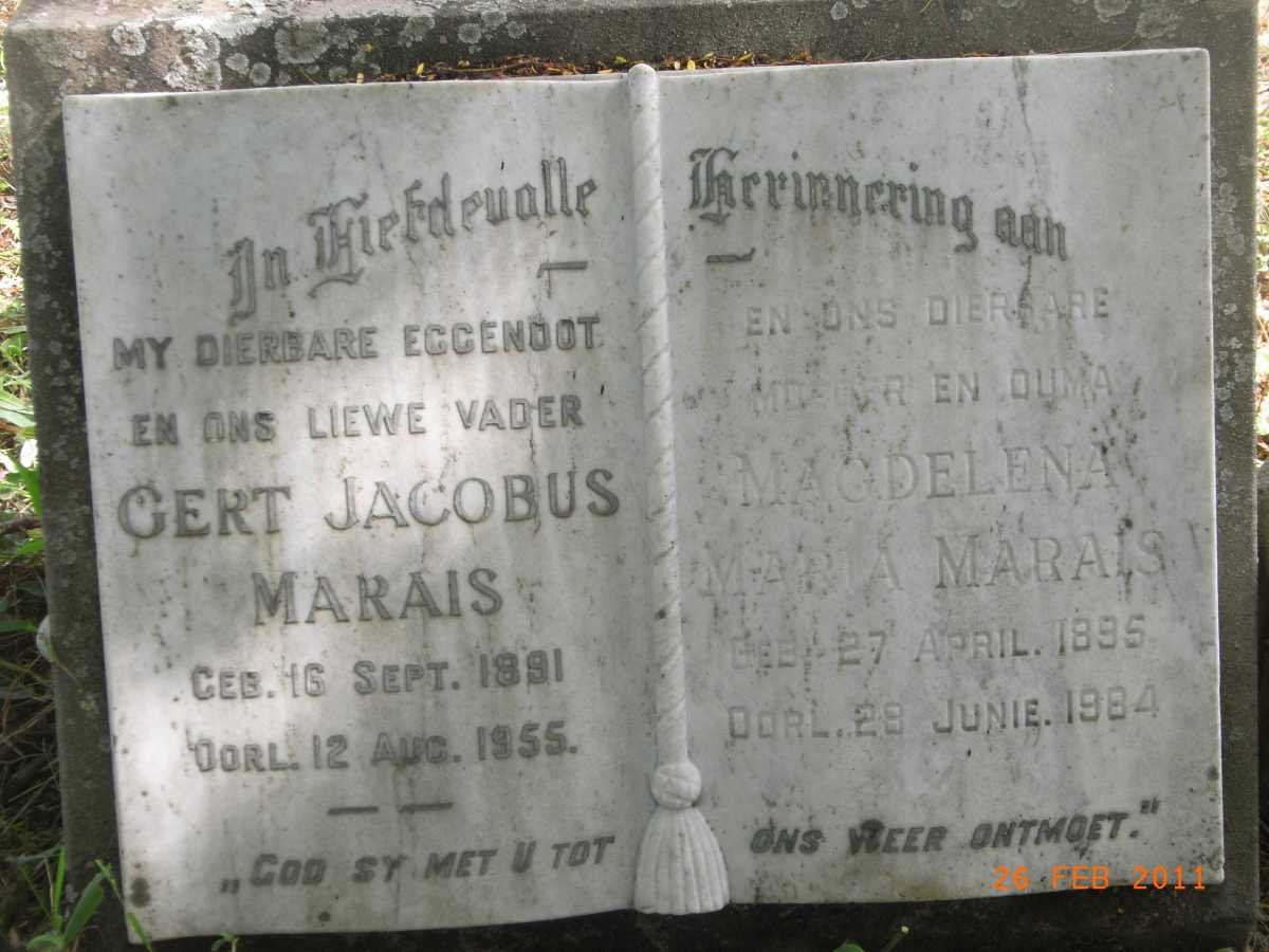 MARAIS Gert Jacobus 1891-1955 &amp; Magdalena Maria 1895-1984 :: WAAL Maria Magdalena, de 1930-2003