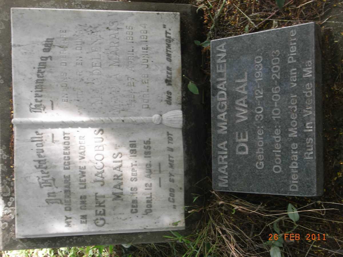 MARAIS Gert Jacobus 1891-1955 &amp; Magdalena Maria 1895-1984 :: WAAL Maria Magdalena, de 1930-2003