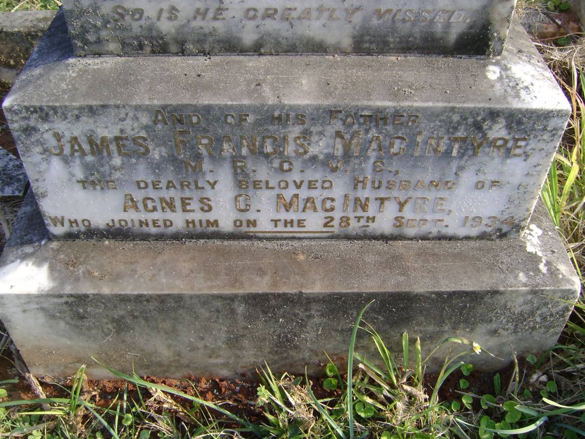Mac INTYRE James Francis -1934 :: Mac INTYRE James Frank 1903-1926