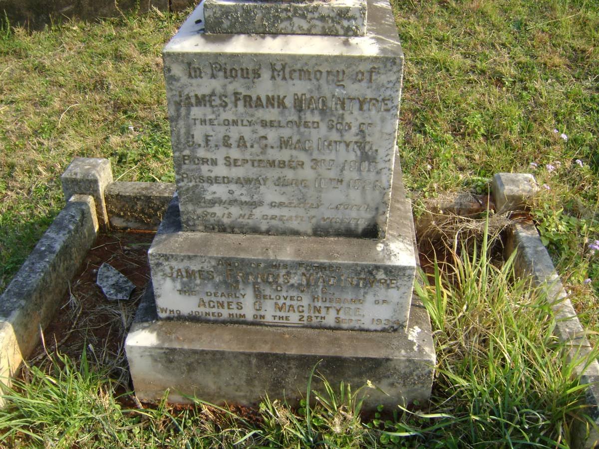 Mac INTYRE James Francis -1934 :: Mac INTYRE James Frank 1903-1926