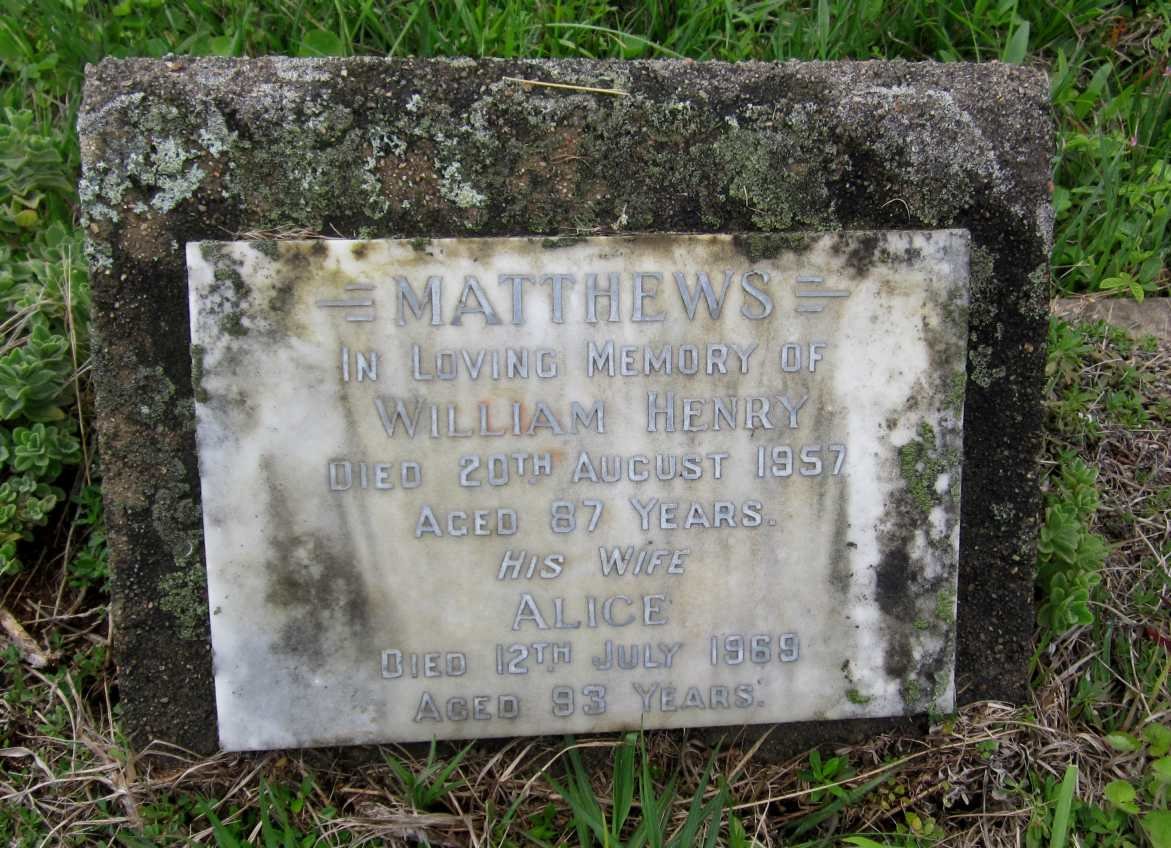 MATHEWS William Henry -1957 &amp; Alice -1969