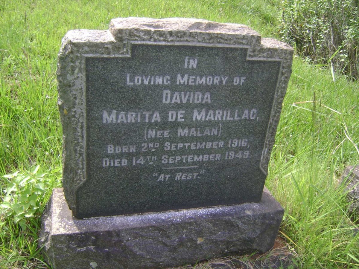 MARILLAC Davida Marita, de nee MALAN 1916-1949
