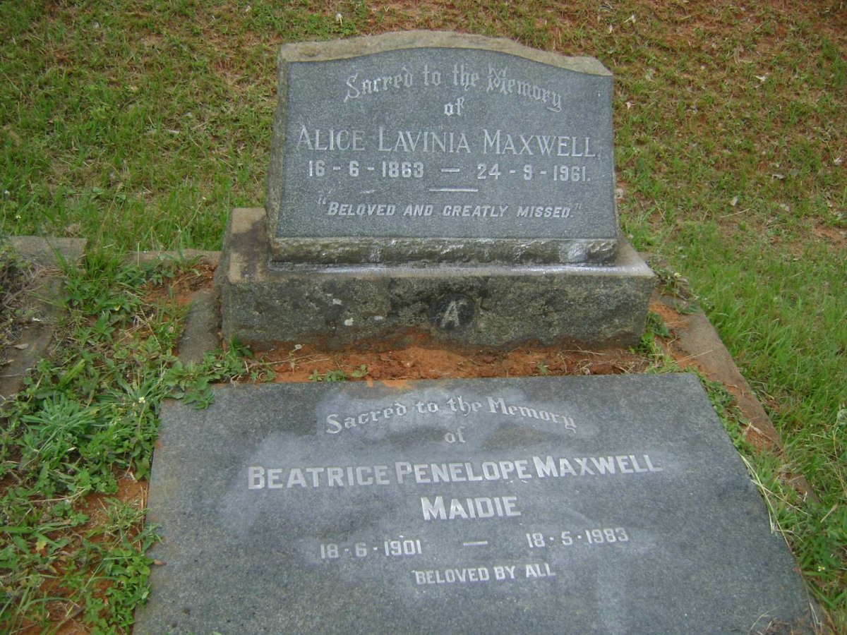 MAXWELL Alice Lavinia 1863-1961 :: MAXWELL Beatrice Penelope 1901-1983
