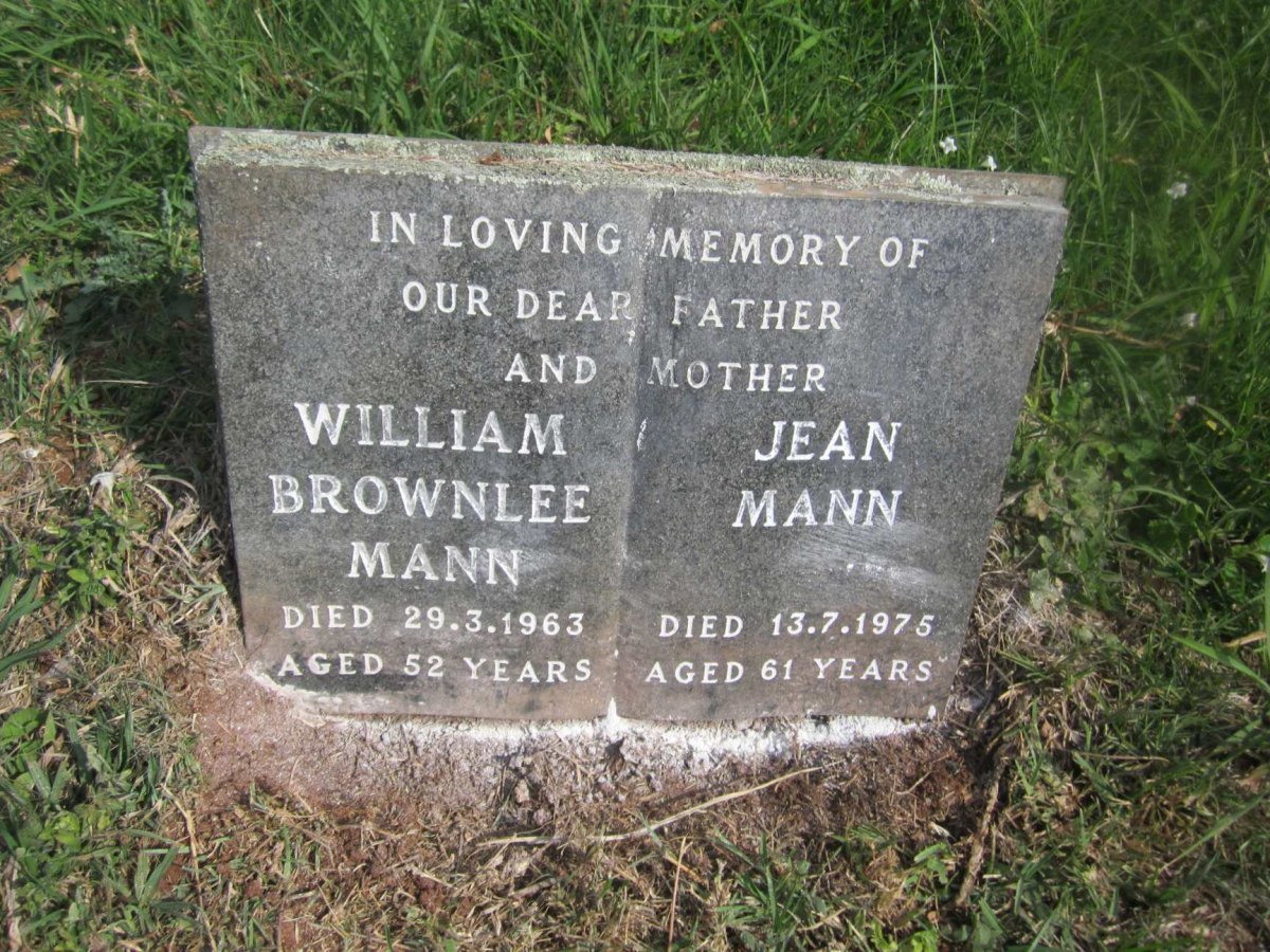 MANN William Brownlee -1963 &amp; Jean -1975