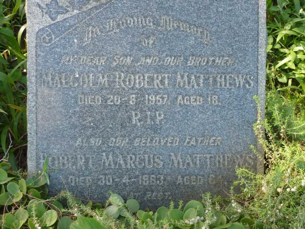 MATTHEWS Malcolm Robert -1957 :: MATTHEWS Robert Marcus -1983