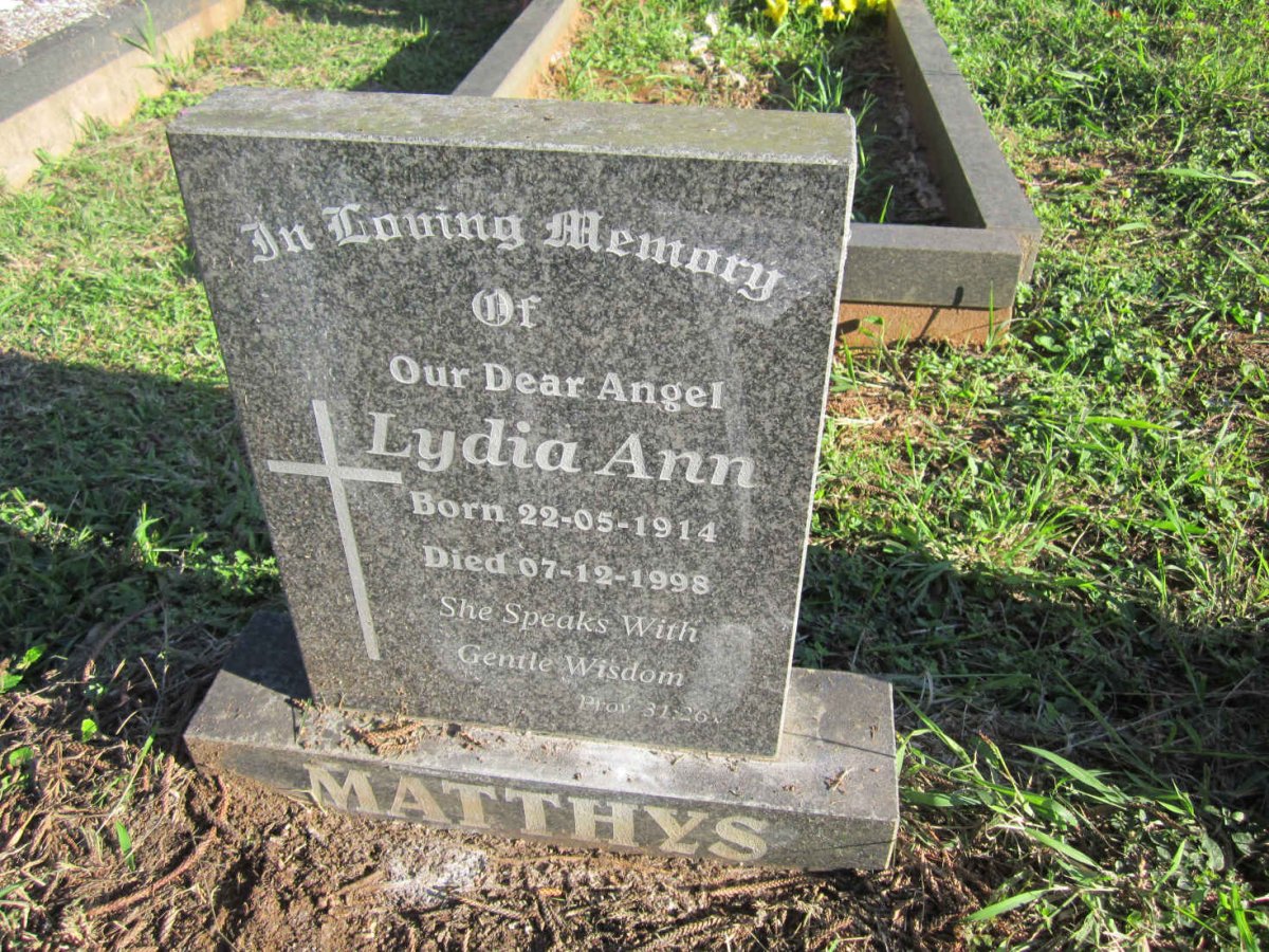 MATTHYS Lydia Ann 1914-1998