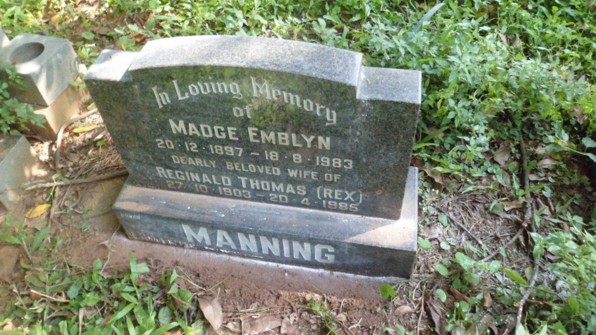 MANNING Reginald Thomas 1903-1985 &amp; Madge Emblyn 1897-1983