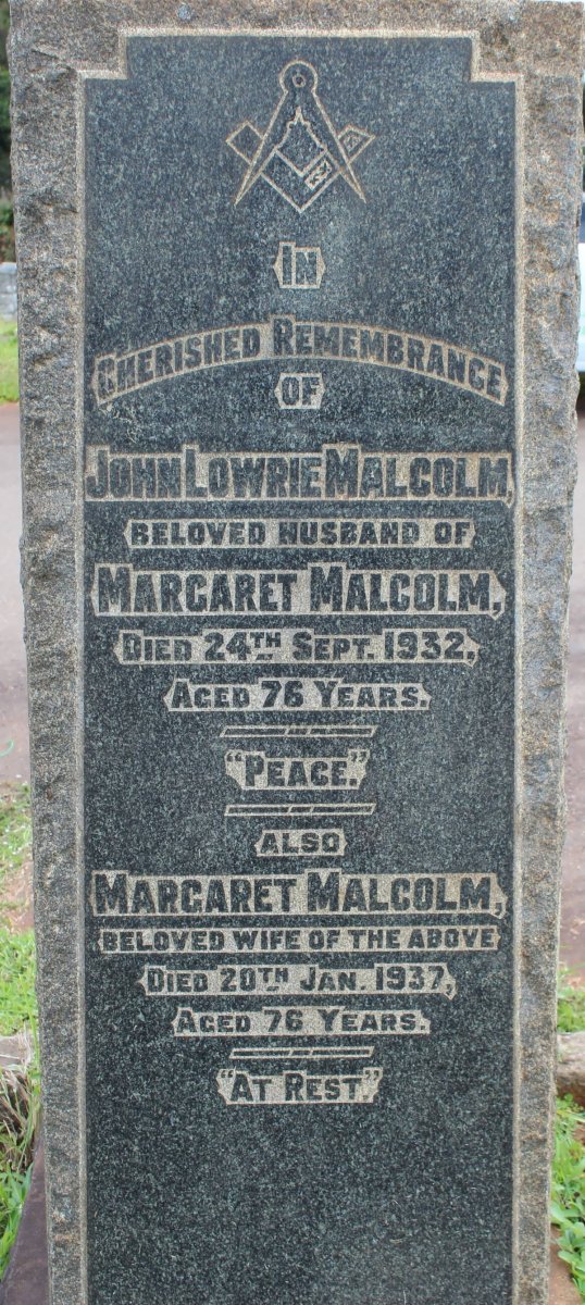 MALCOLM John Lowrie -1932 &amp; Margaret -1937