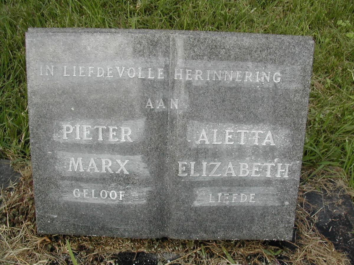 MARX Pieter &amp; Aletta Elizabeth