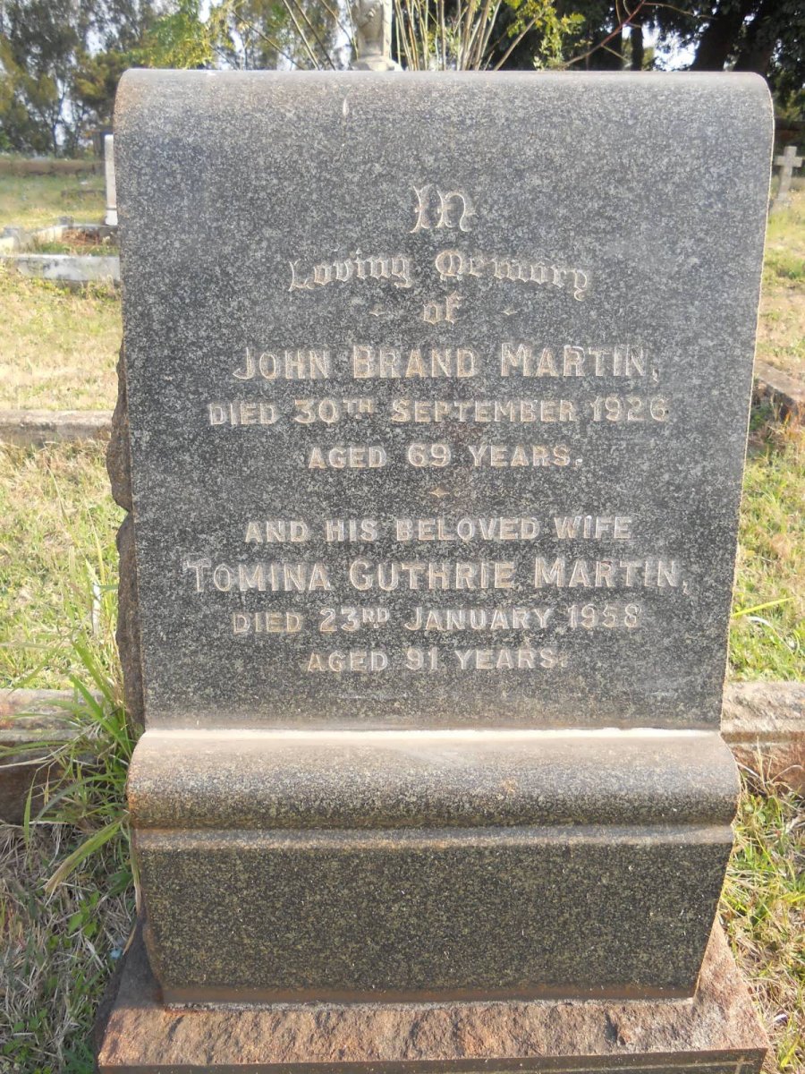 MARTIN John Brand -1926 &amp; Tomina Guthrie -1958