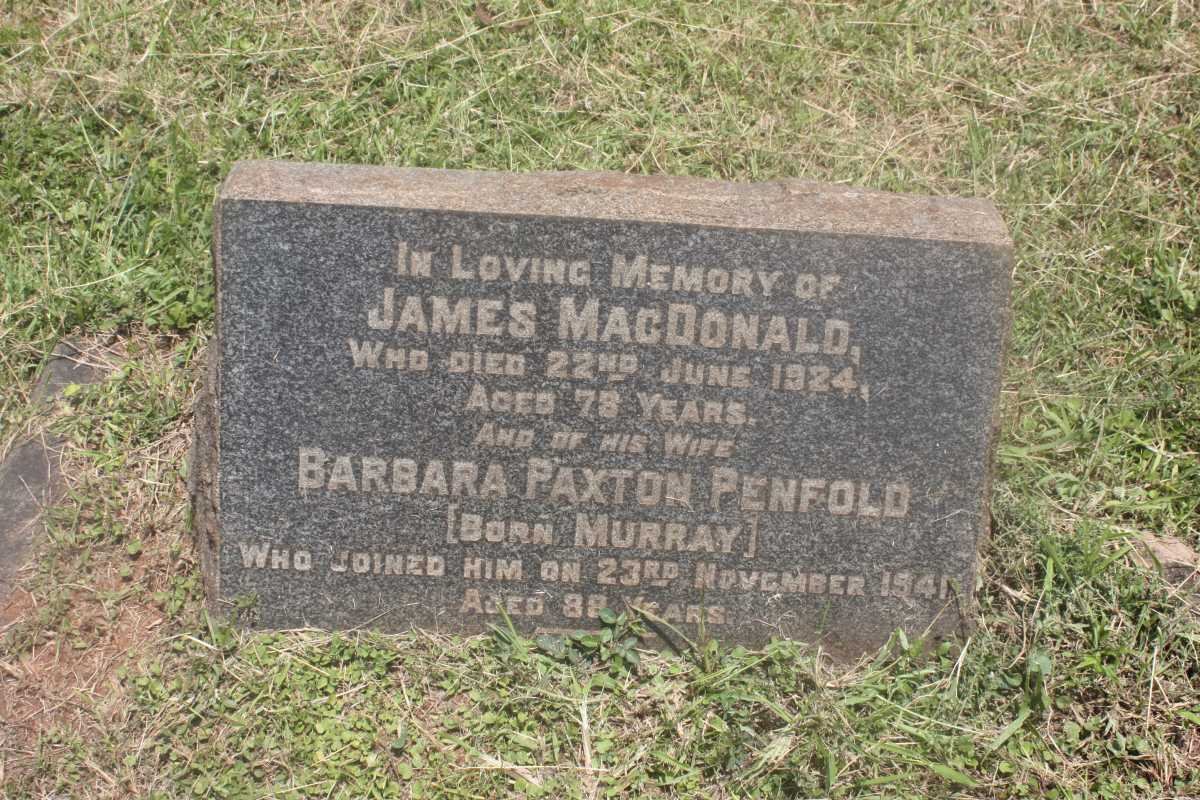 MACDONALD James -1924 &amp; Barbara Paxton Penfold MURRAY -1941