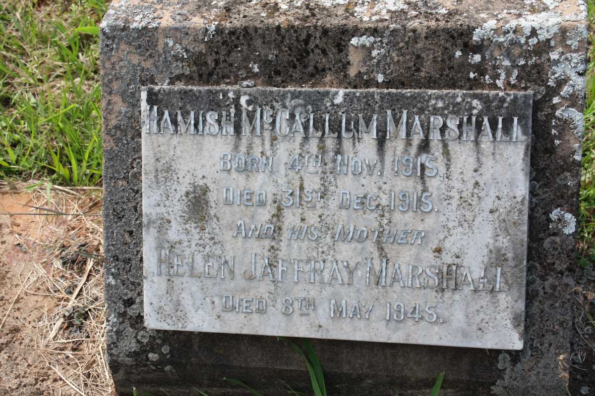 MARSHALL Helen Jaffray -1945  :: MARSHALL Hamish McCallum 1915-1915