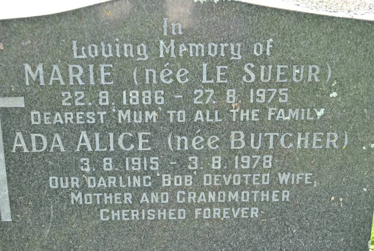 MARTINIS Marie, de nee LE SUEUR 1886-1975 :: DE MARTINIS Ada Alice nee BUTCHER 1915-1978