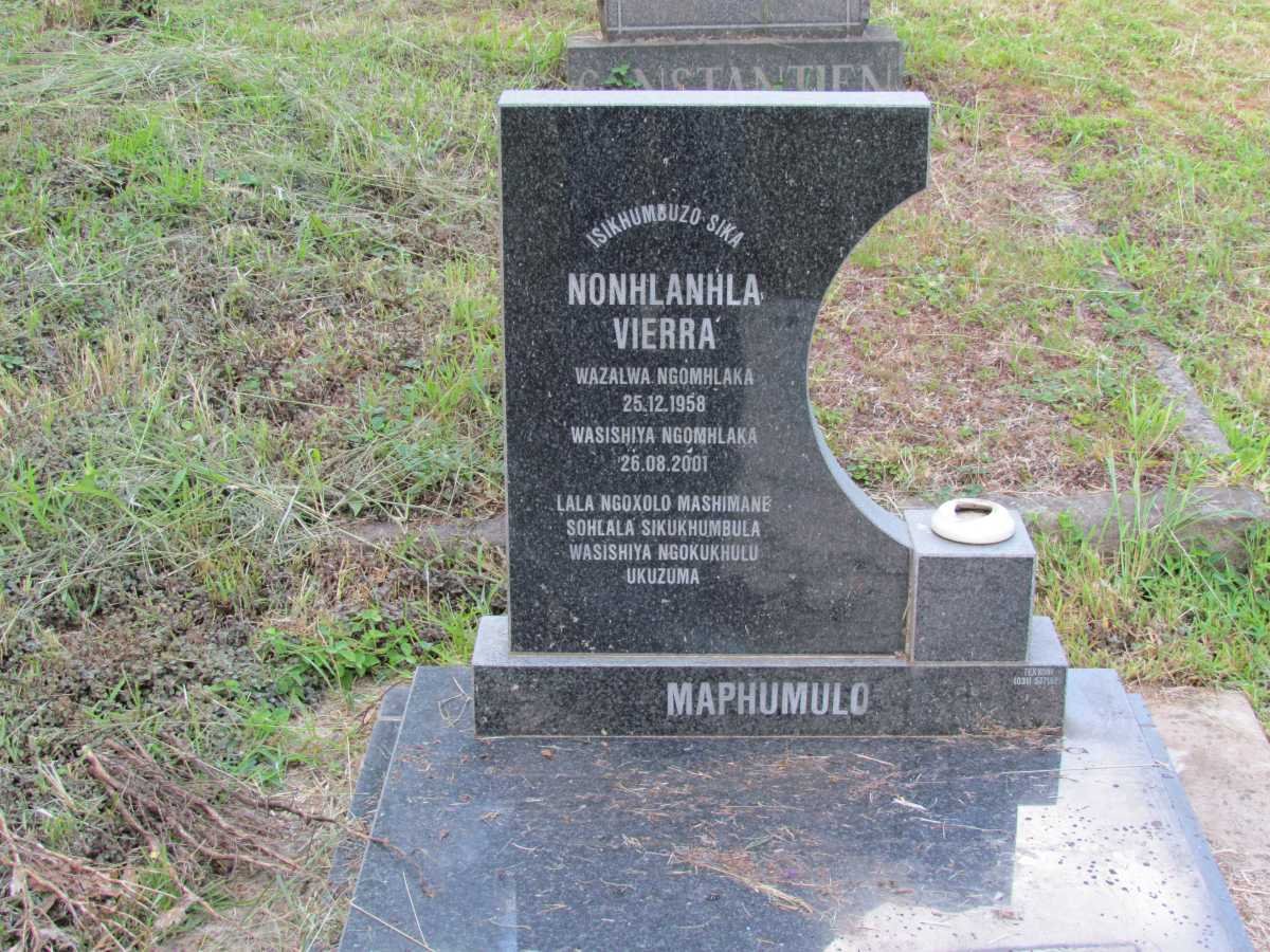 MAPHUMULO Nonhlanhla Vierra 1958-2001