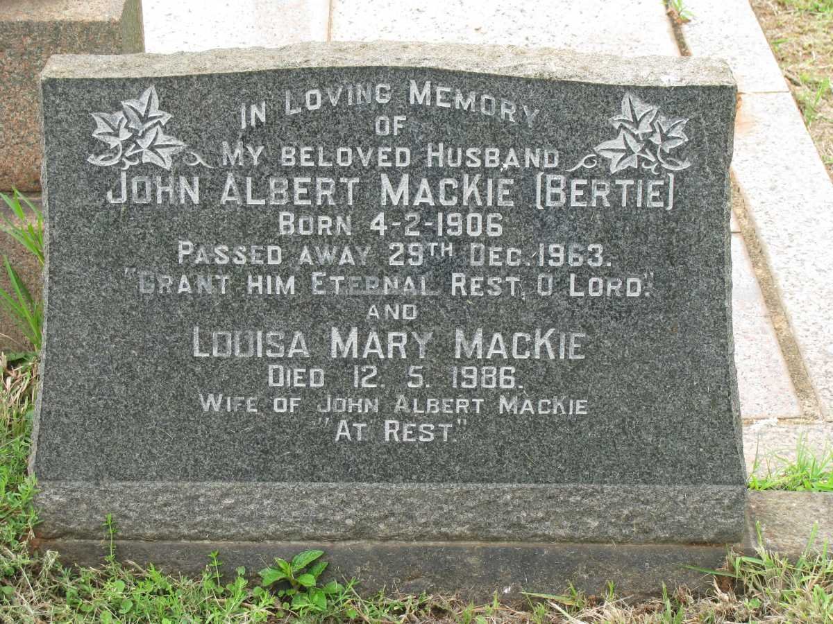 MACKIE John Albert 1906-1963 &amp; Louisa Maria -1986