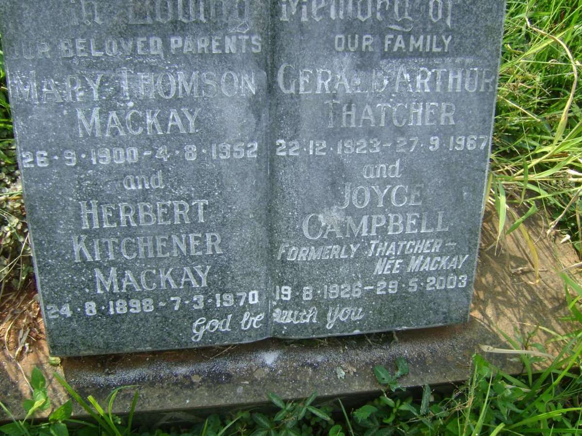 MACKAY Herbert Kitchener 1898-1970 &amp; Mary Thomson 1900-1952