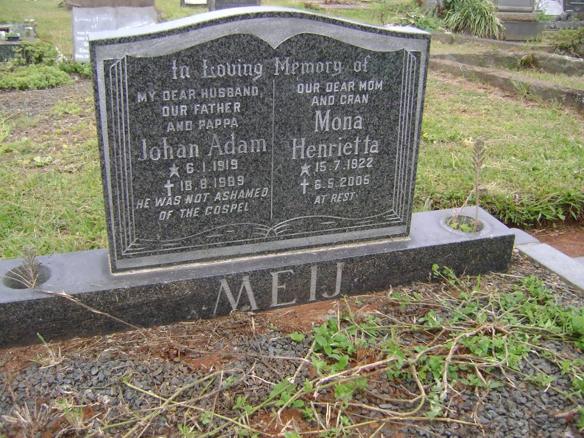 MEIJ Johan Adam 1919-1989 &amp; Mona Henrietta 1922-2005