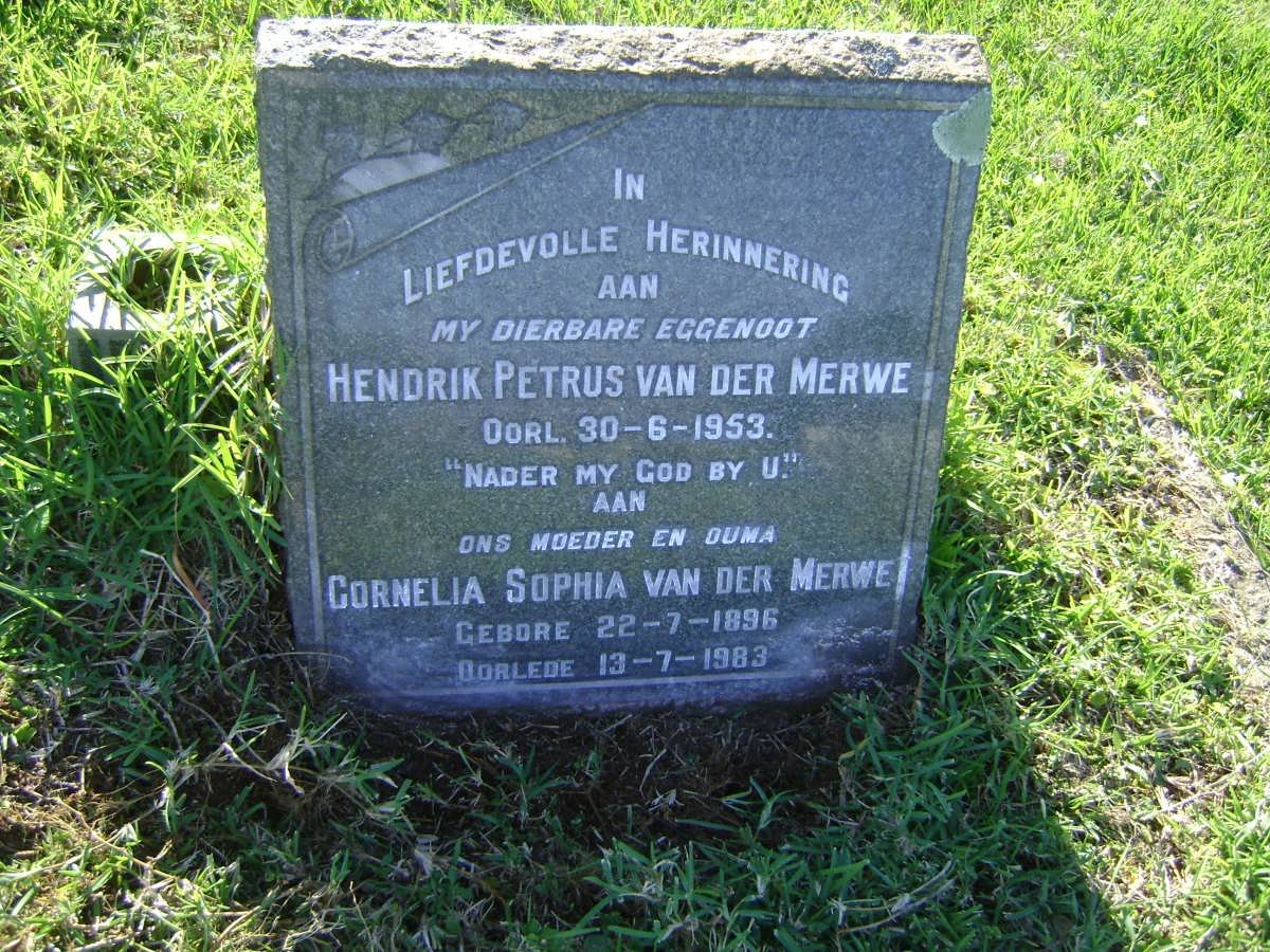 MERWE Hendrik Petrus, van der -1953 &amp; Cornelia Sophia 1896-1983