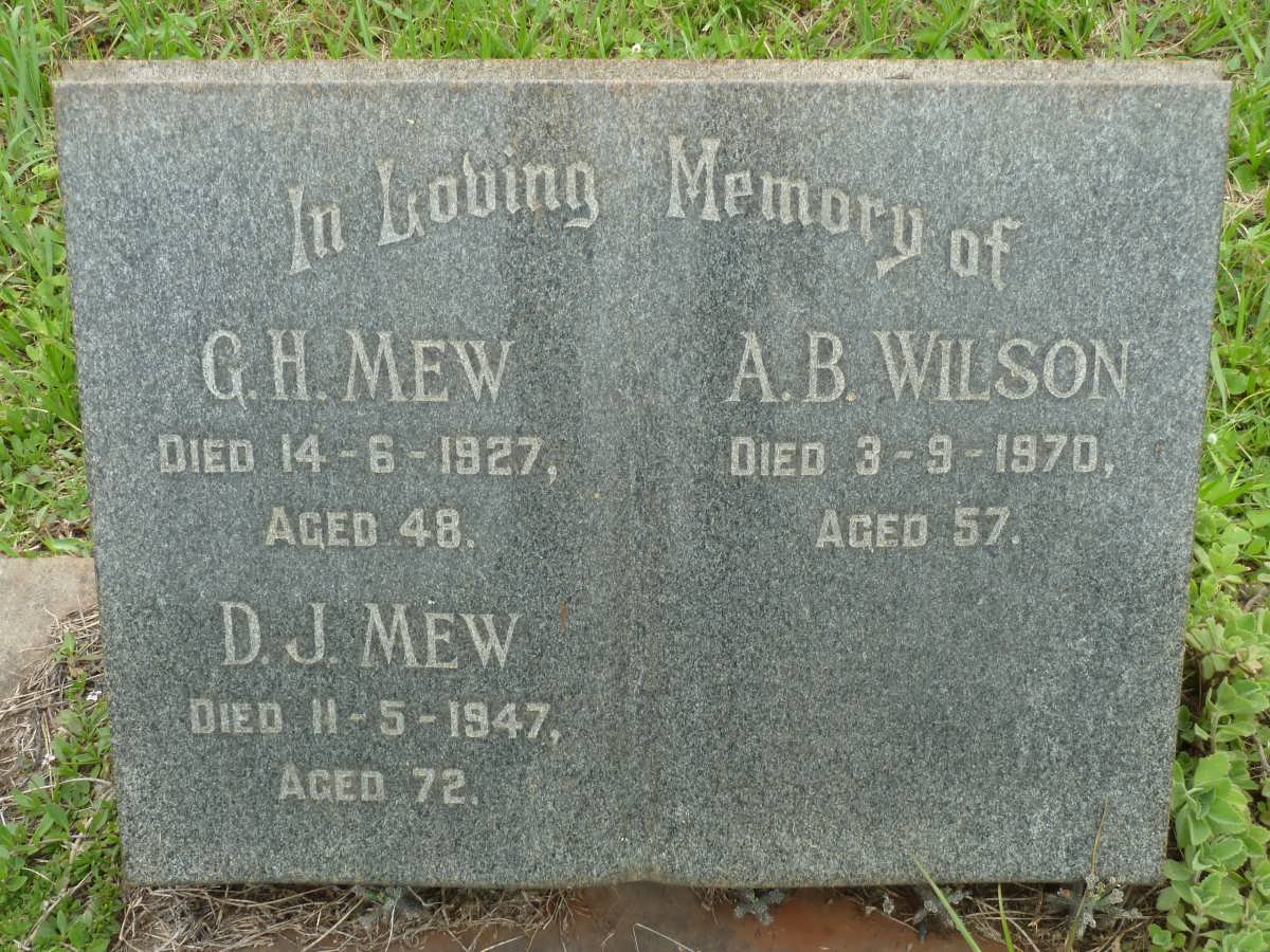 MEW G.H. -1927 &amp; D.J. -1947 :: WILSON A.B. -1970