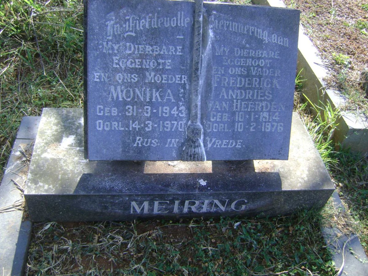 MEIRING Frederick Andries van Heerden 1914-1976 &amp; Monika 1943-1970
