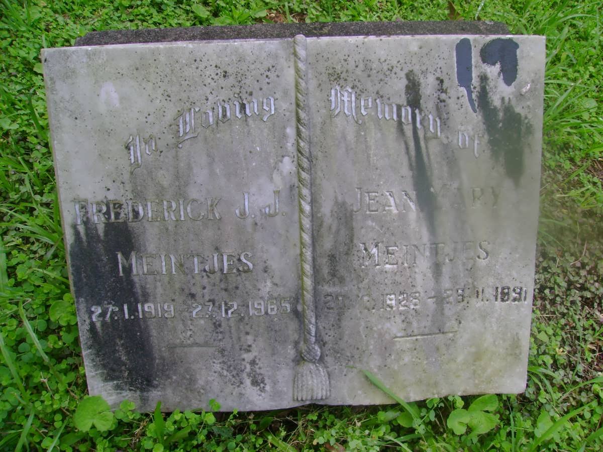 MEINTJES Frederick J.J. 1919-1965 &amp; Jean Mary 1928-1991