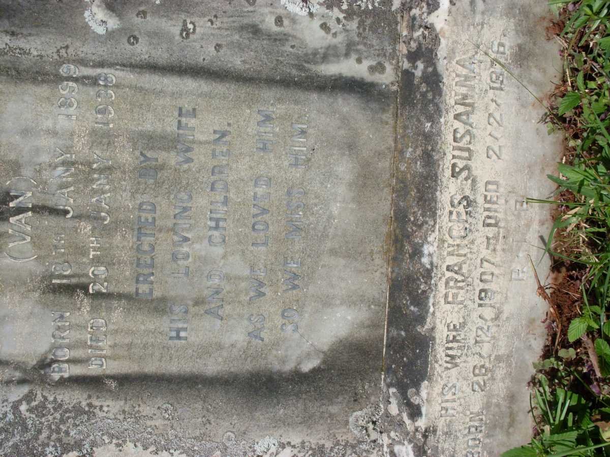 MERWE Albertus Phillipus, van der 1899-1938 &amp; Frances Susanna 1907-1976