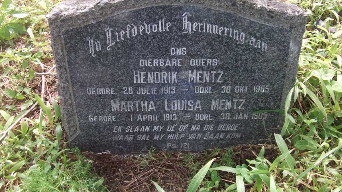 MENTZ Hendrik 1913-1965 &amp; Martha Louisa 1913-1985