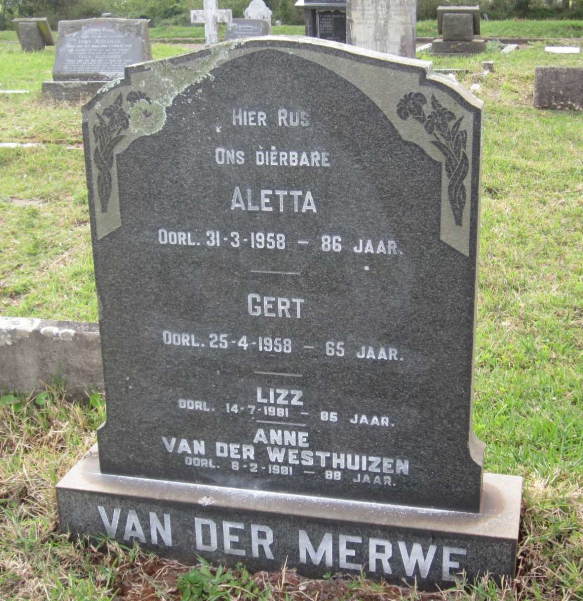 MERWE, van der :: VAN DER WESTHUIZEN