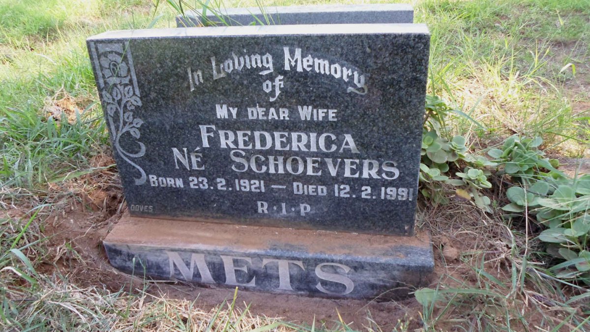 METS Frederica nee SCHOEVERS 1921-1991