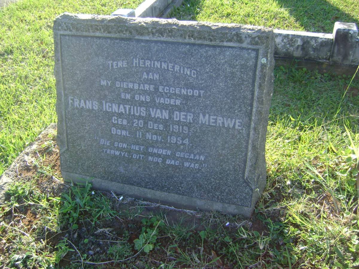 MERWE Frans Ignatius, van der 1919-1954