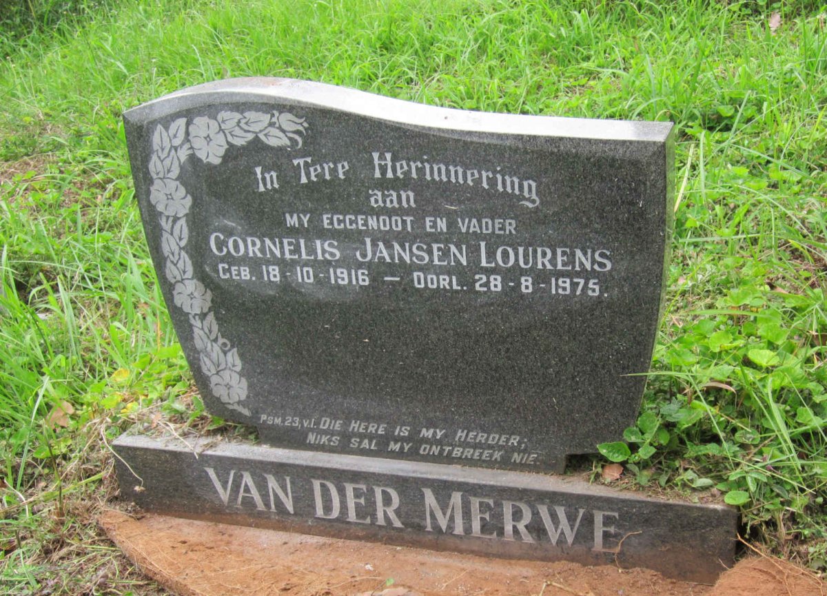 MERWE Cornelis Jansen Lourens, van der 1916-1975