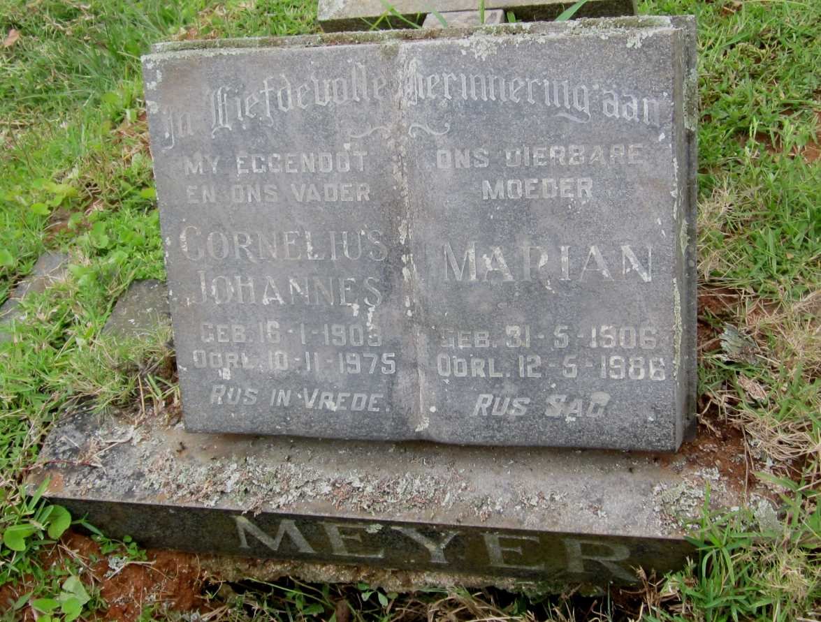 MEYER Cornelius Johannes 1908-1975 &amp; Marian 1906-1986