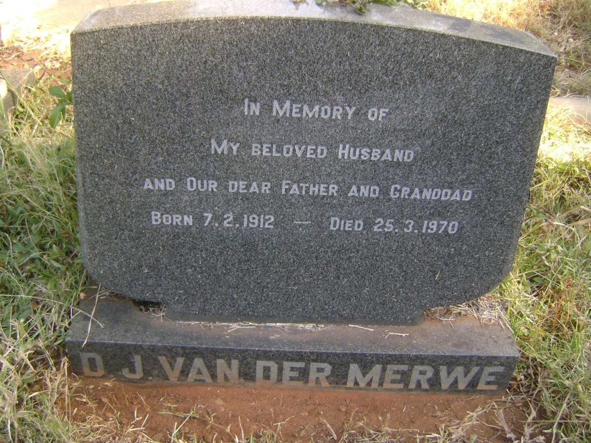 MERWE D.J., van der 1912-1970