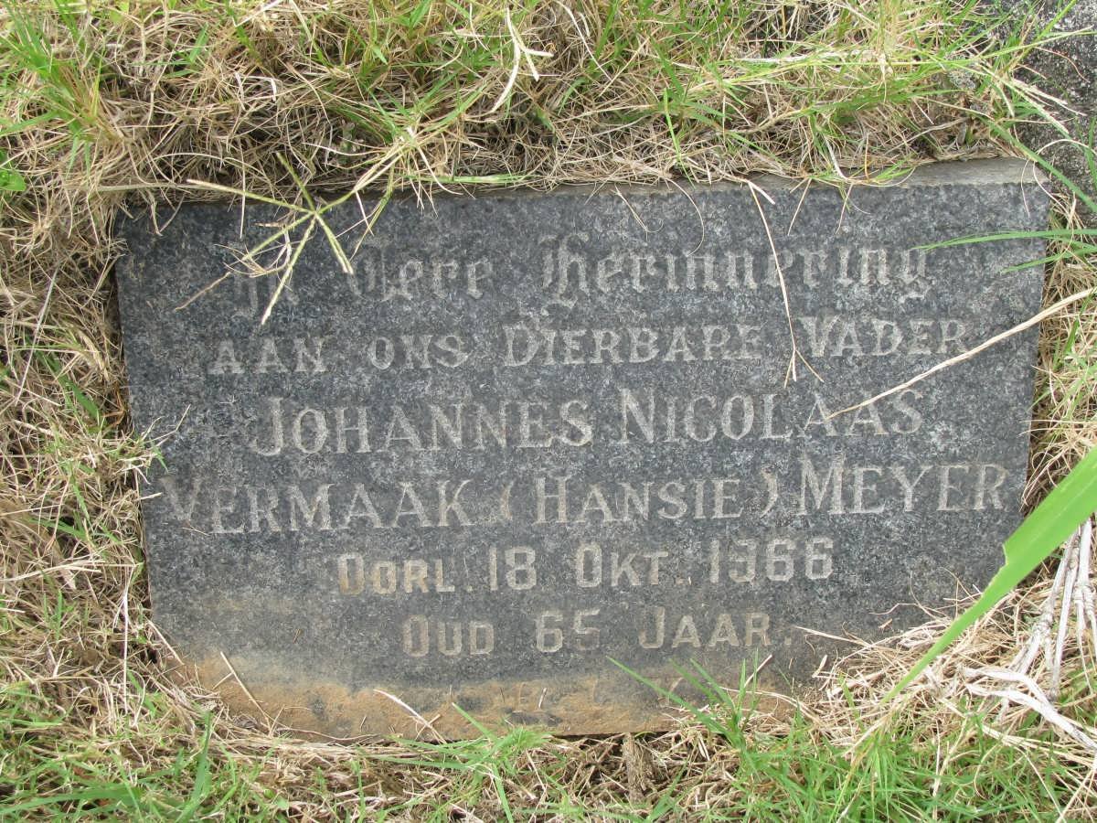 MEYER Johannes Nicolaas Vermaak -1966