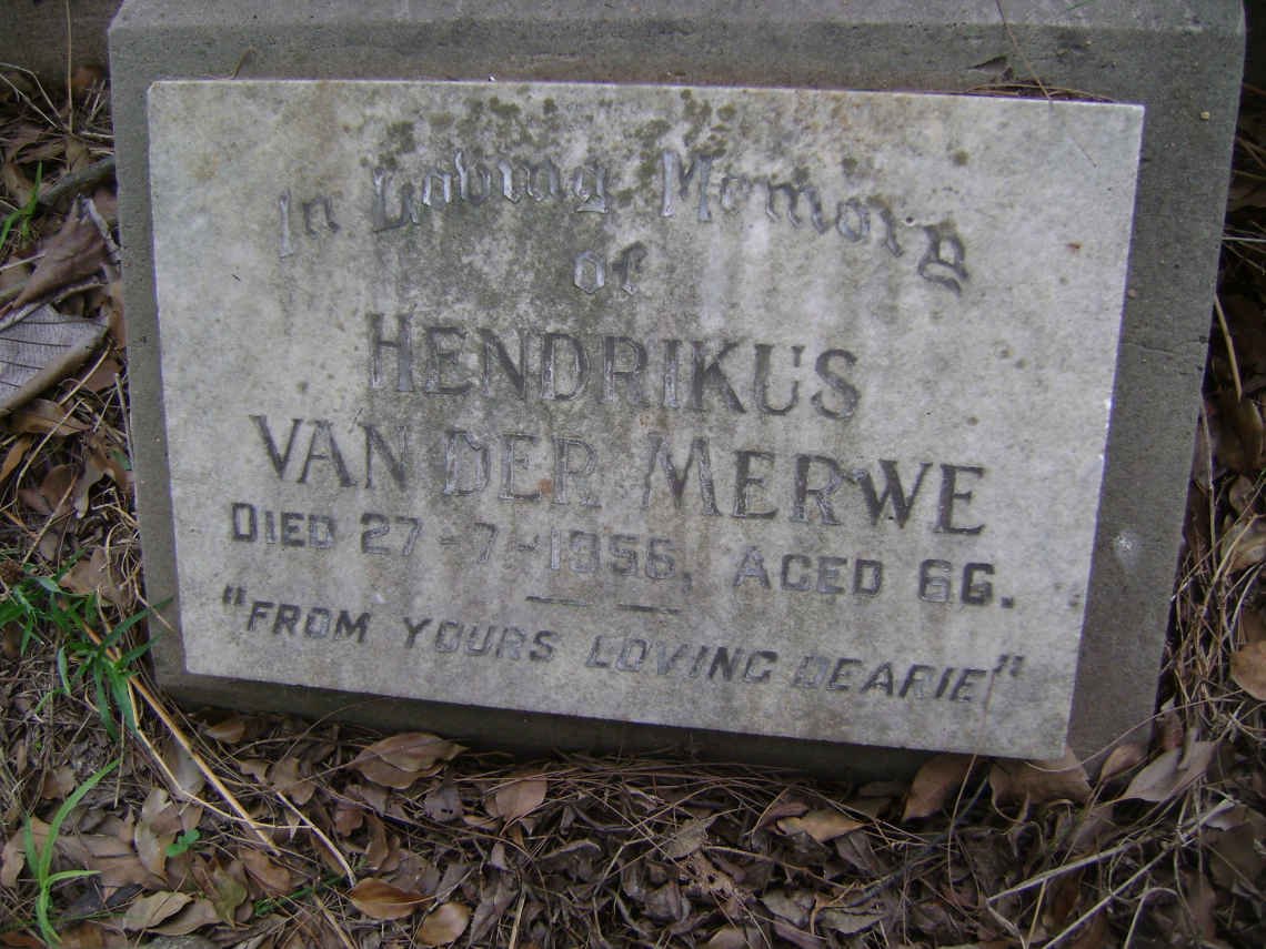 MERWE Hendrikus, van der -1956
