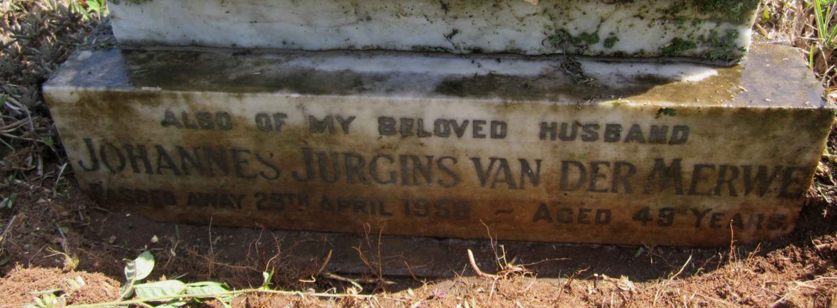 MERWE Johannes Jurgins, van der -1958