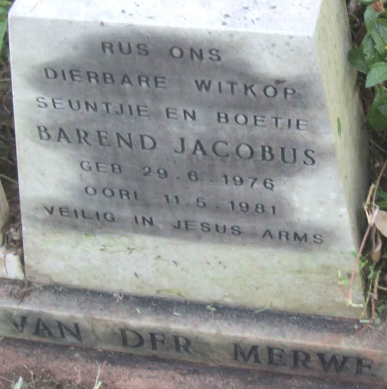 MERWE Barend Jacobus, van der 1976-1981
