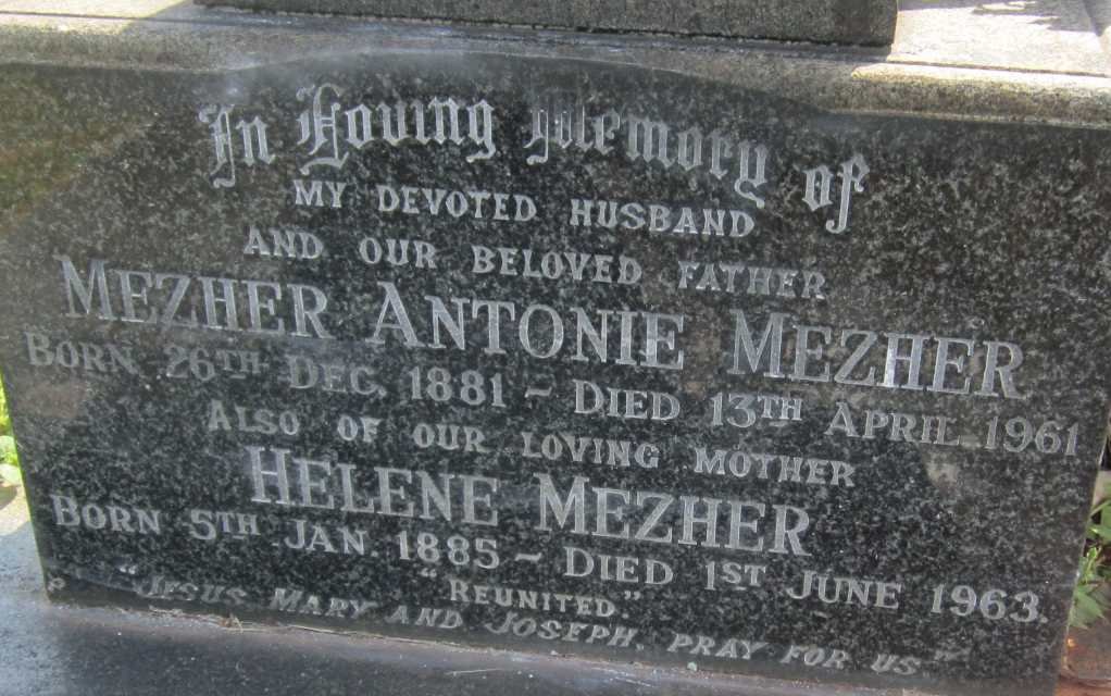 MEZHER Antonie 1881-1961 &amp; Helene 1885-1963