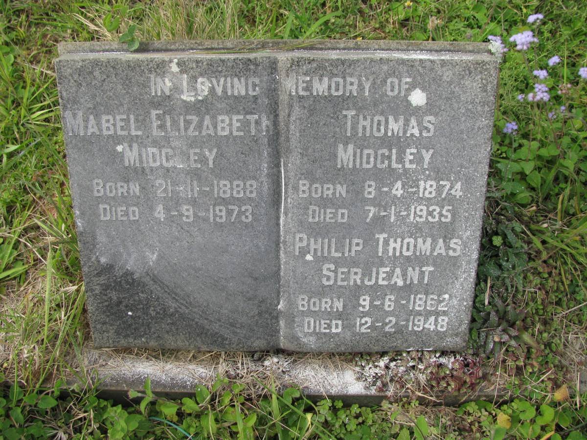 MIDGLEY Thomas 1874-1935 &amp; Mabel Elizabeth 1888-1973 :: SERJEANT Philip Thomas 1862-1948
