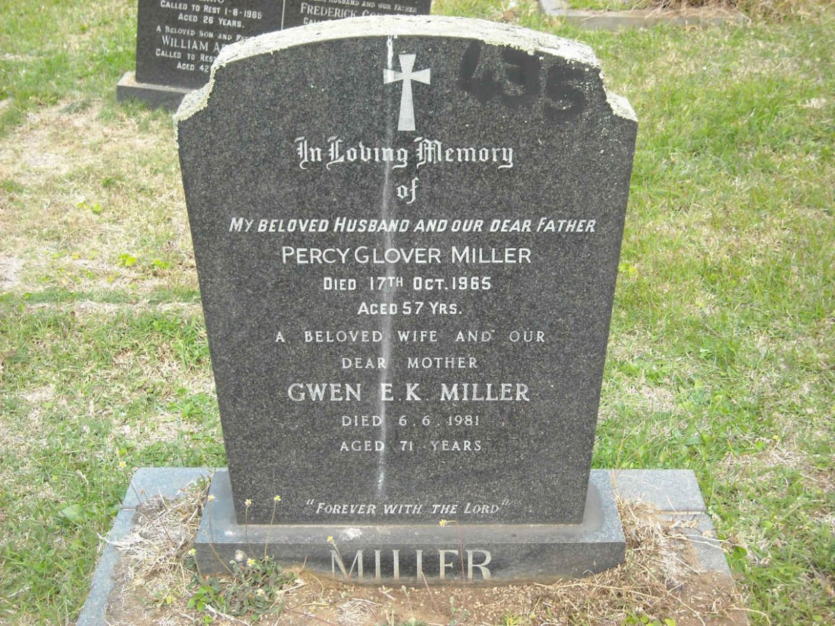 MILLER Percy Glover -1965 &amp; Gwen E.K. -1981