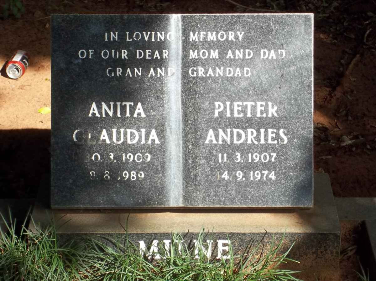 MILNE Pieter Andries 1907-1974 &amp; Anita Claudia 1909-1989